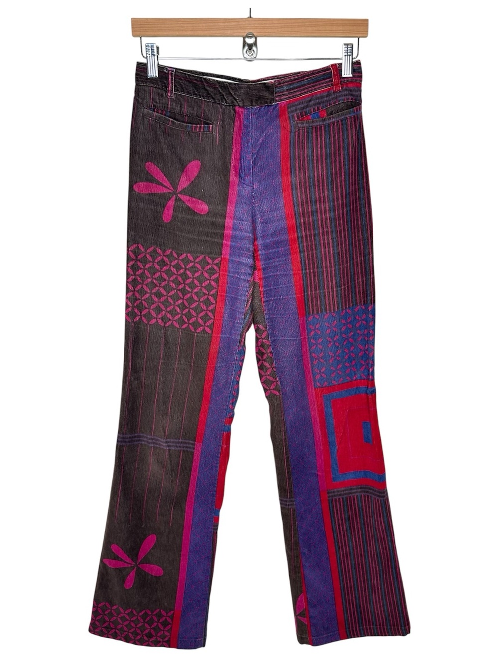 Weekend MaxMara Vintage Y2K Corduroy Pants Fits 2 Fine Wale Boho Brown Pink